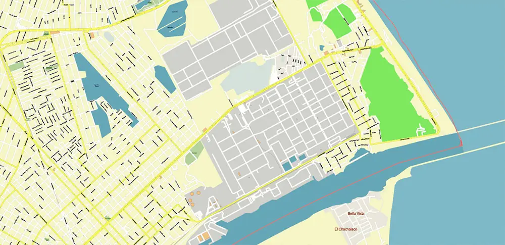 Tampico Mexico PDF Vector Map High Detailed editable layered Adobe PDF