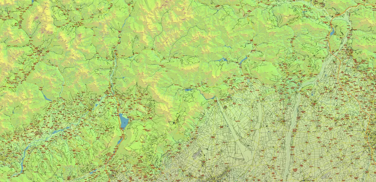 Dolomite Alps (Italy and Austria) PDF Vector Map High Detailed + Relief + Mountain Elevation and Names Editable Layered Adobe PDF