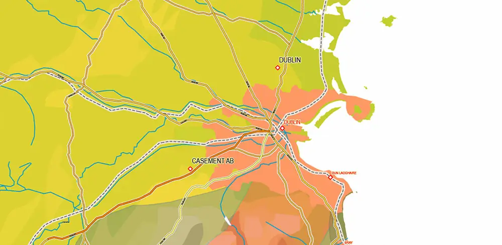 UK + Ireland Geological + Relief Vector Map High Detailed editable layered Adobe Illustrator
