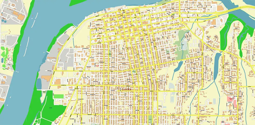 Humboldt County California USA High Detailed Vector Map Editable Layered Adobe Illustrator