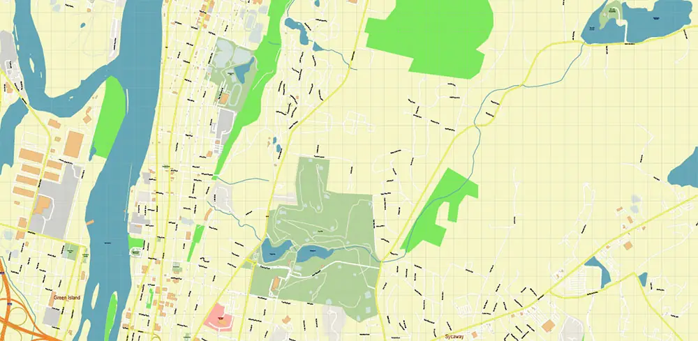 Troy New York USA PDF Vector Map High Detailed editable layered Adobe PDF