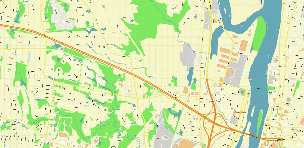 Troy New York USA PDF Vector Map High Detailed editable layered Adobe PDF