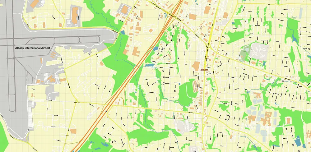 Troy New York USA PDF Vector Map High Detailed editable layered Adobe PDF