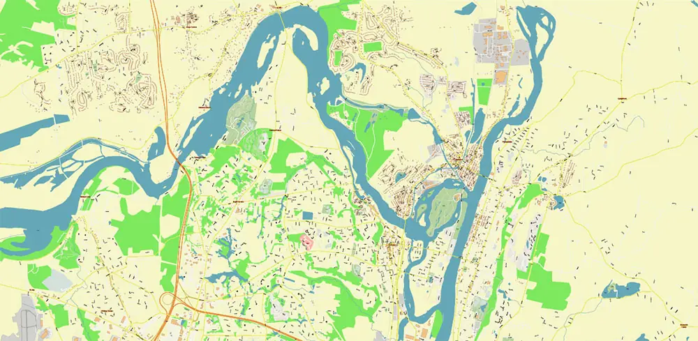 Troy New York USA PDF Vector Map High Detailed editable layered Adobe PDF
