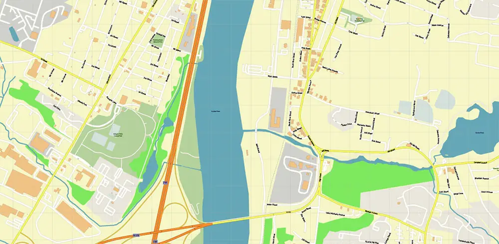 Troy New York USA PDF Vector Map High Detailed editable layered Adobe PDF