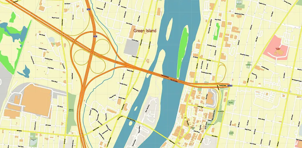 Troy New York USA PDF Vector Map High Detailed editable layered Adobe PDF