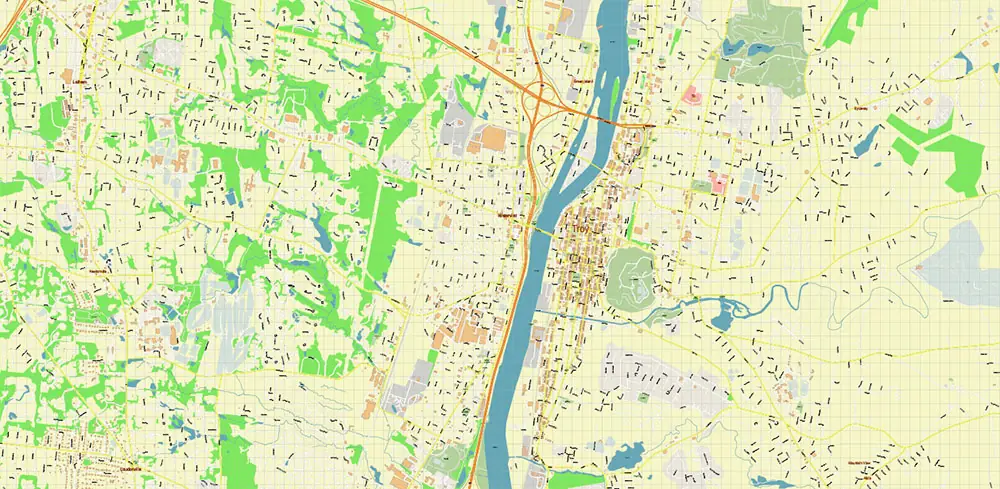 Troy New York USA PDF Vector Map High Detailed editable layered Adobe PDF