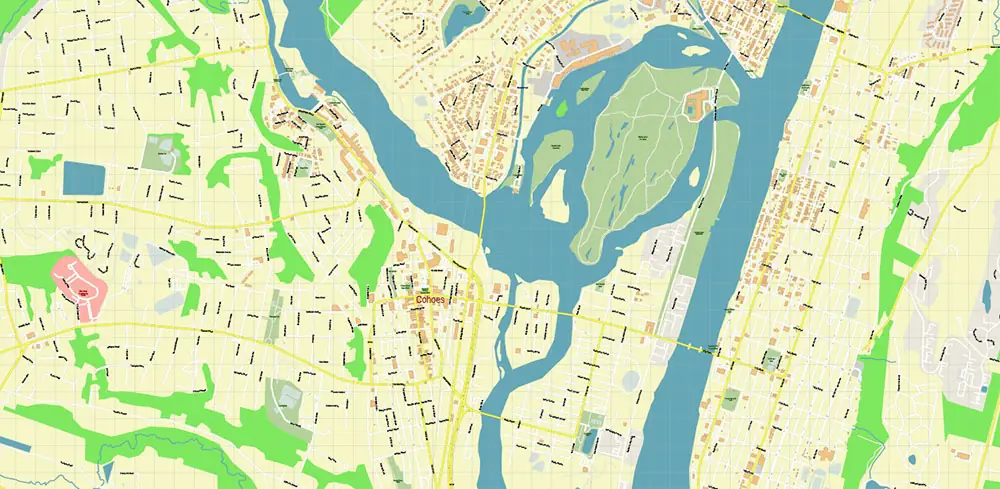 Troy New York USA PDF Vector Map High Detailed editable layered Adobe PDF