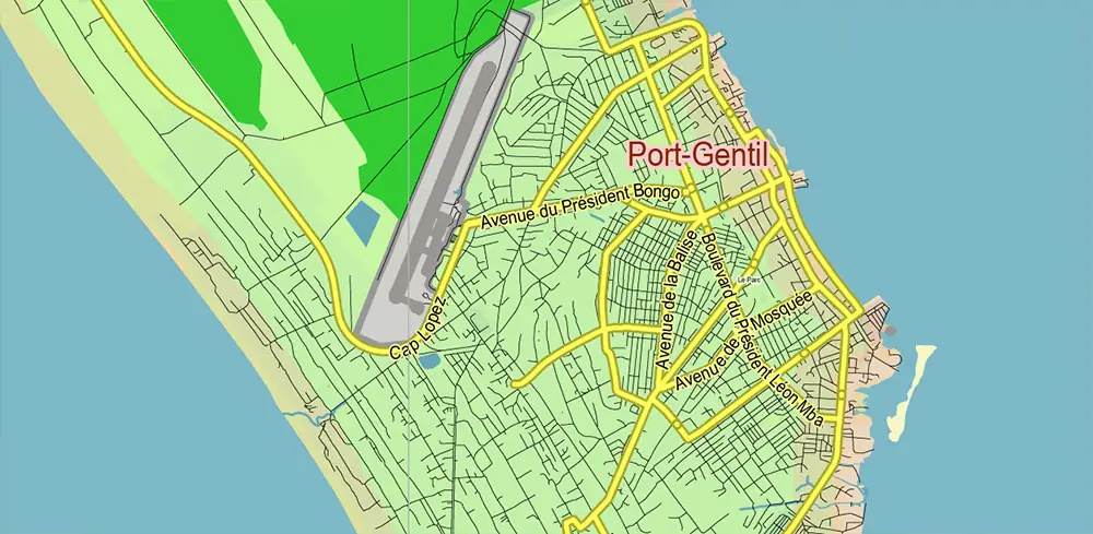 Gabon High Detailed PDF Vector Map: Admin, Roads, Cities and Towns Editable Layered Adobe PDF