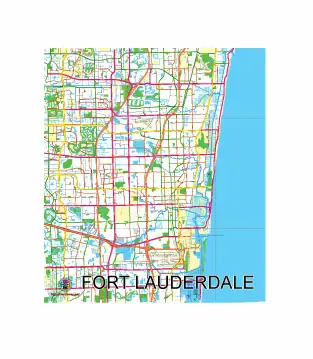 Free Vector map of the City of Fort Lauderdale, Florida, USA.