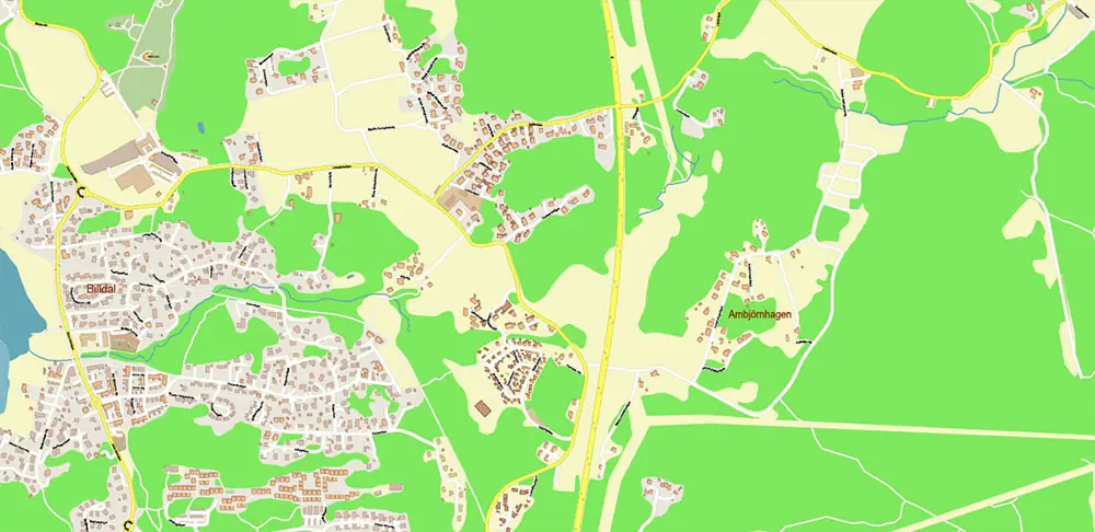 Gothenburg / Göteborg Sweden Vector Map High Detailed Editable Layered Adobe Illustrator