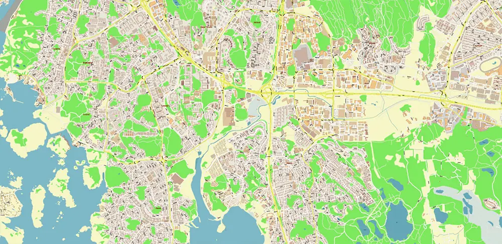 Gothenburg / Göteborg Sweden Vector Map High Detailed Editable Layered Adobe Illustrator