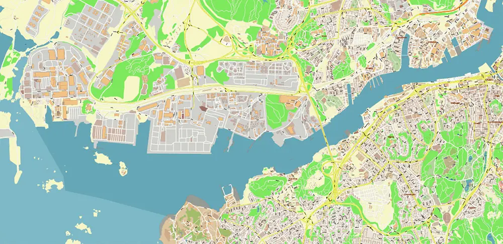 Gothenburg / Göteborg Sweden Vector Map High Detailed Editable Layered Adobe Illustrator