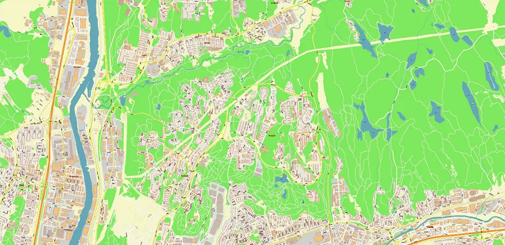 Gothenburg / Göteborg Sweden Vector Map High Detailed Editable Layered Adobe Illustrator