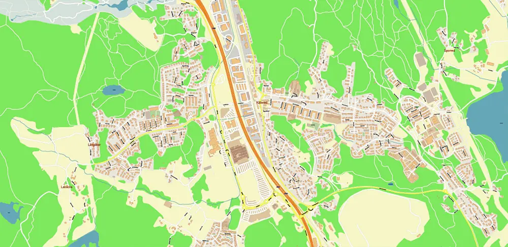 Gothenburg / Göteborg Sweden Vector Map High Detailed Editable Layered Adobe Illustrator