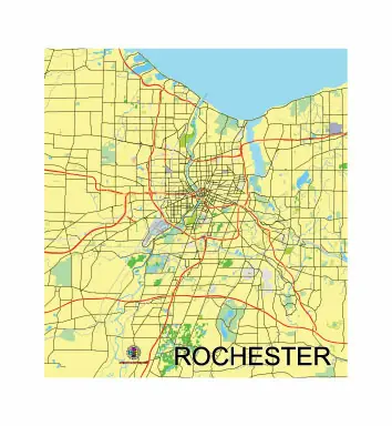 Free Vector map of the City of Rochester, New York, USA.
