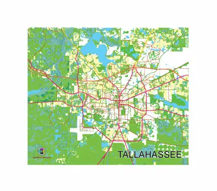 Free Vector map of the City of Talahassee, Florida, USA.