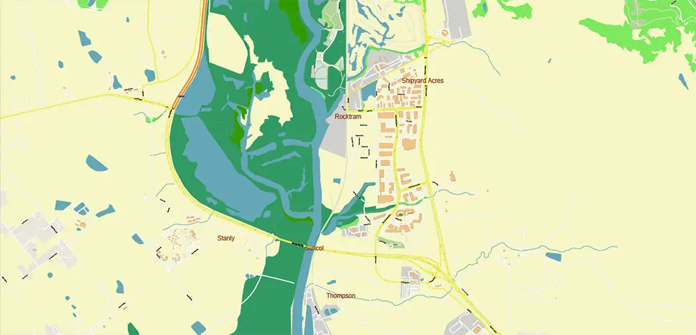 Napa + surrounding areas, California USA High Detailed PDF Vector Map Editable Layered Adobe PDF