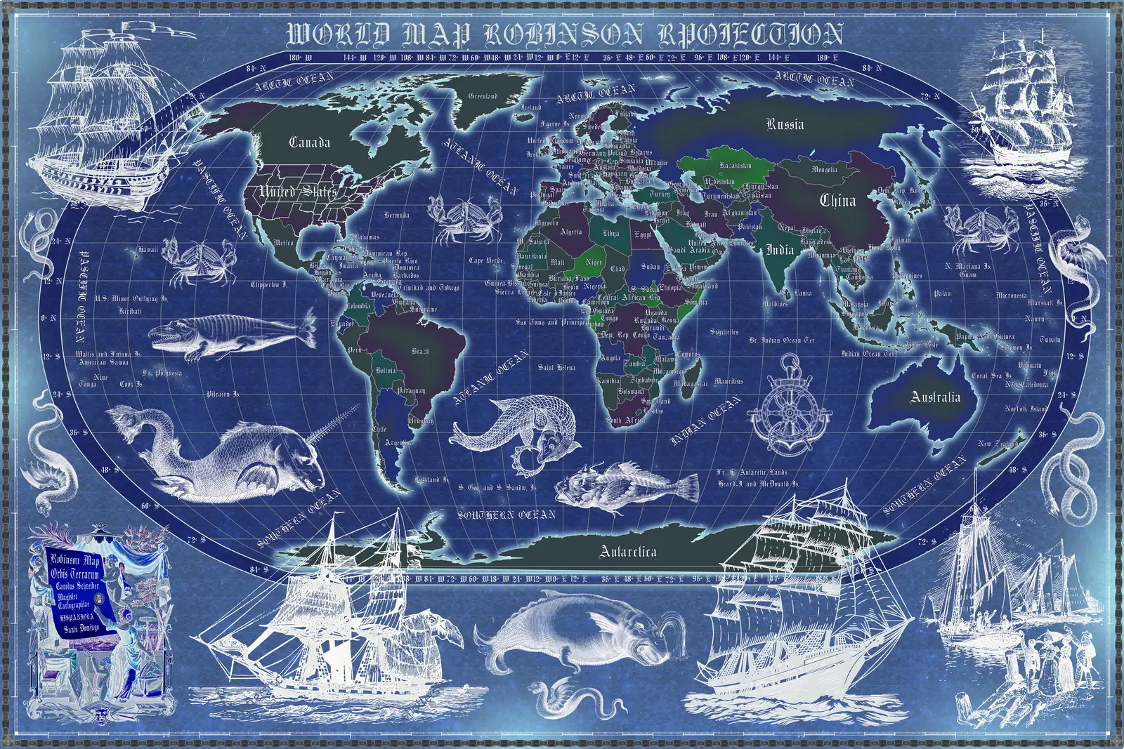world map, retro map, ancient style