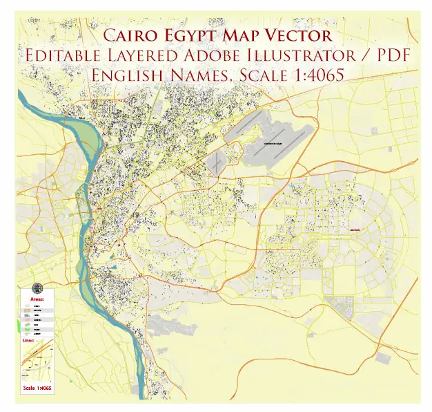 Cairo Metro Area Egypt PDF Vector Map High Detailed Street Map (ENGLISH NAMES) Adobe PDF in layers Cairo Metro Area Egypt PDF Vector Map High Detailed Street Map (ENGLISH NAMES) Adobe PDF in layers