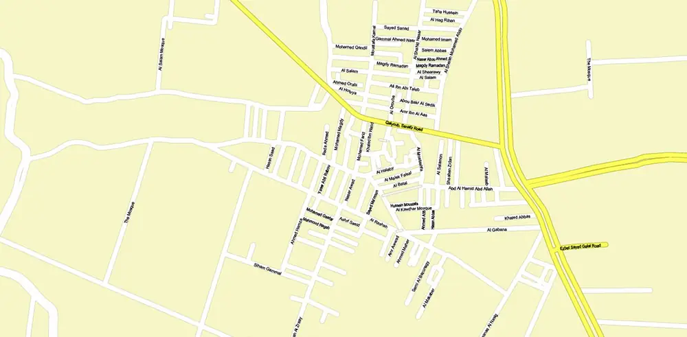 Cairo Metro Area Egypt PDF Vector Map High Detailed Street Map (ENGLISH NAMES) Adobe PDF in layers