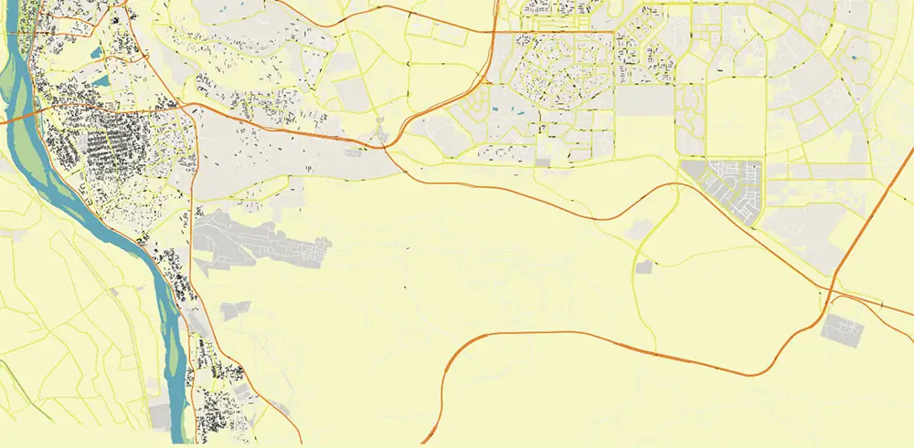 Cairo Metro Area Egypt PDF Vector Map High Detailed Street Map (ENGLISH NAMES) Adobe PDF in layers