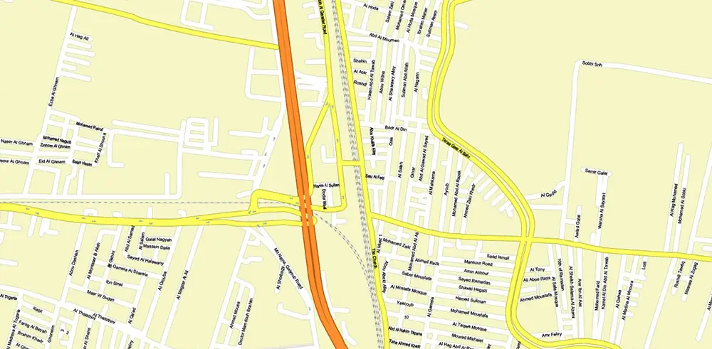 Cairo Metro Area Egypt PDF Vector Map High Detailed Street Map (ENGLISH NAMES) Adobe PDF in layers