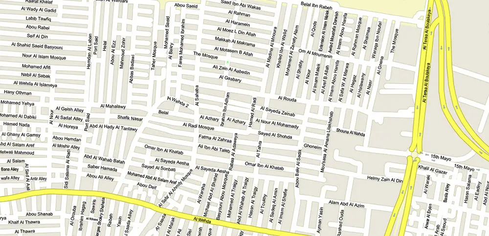 Cairo Metro Area Egypt PDF Vector Map High Detailed Street Map (ENGLISH NAMES) Adobe PDF in layers