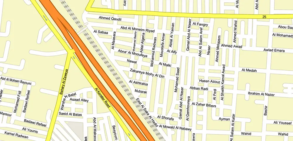Cairo Metro Area Egypt PDF Vector Map High Detailed Street Map (ENGLISH NAMES) Adobe PDF in layers
