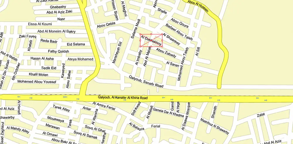 Cairo Metro Area Egypt PDF Vector Map High Detailed Street Map (ENGLISH NAMES) Adobe PDF in layers