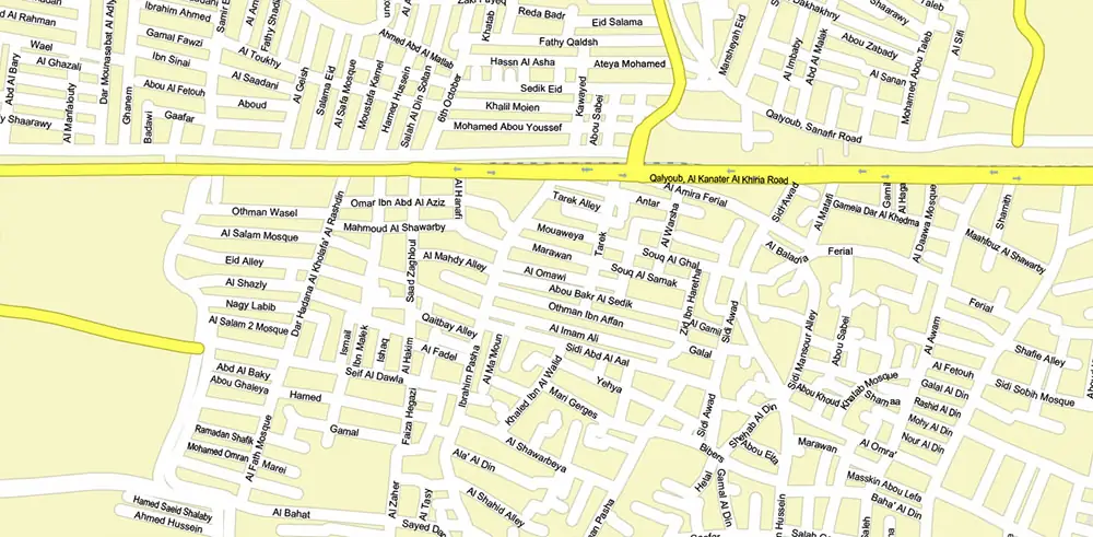 Cairo Metro Area Egypt PDF Vector Map High Detailed Street Map (ENGLISH NAMES) Adobe PDF in layers
