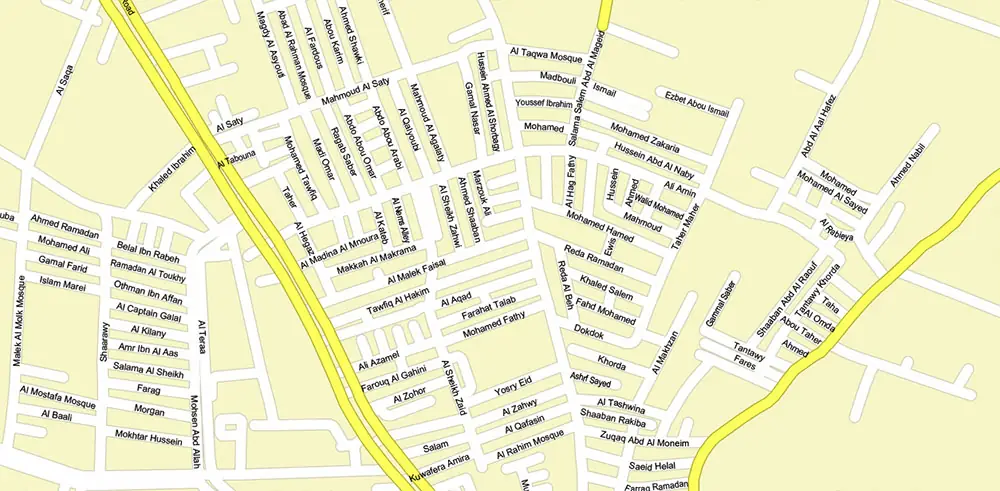 Cairo Metro Area Egypt PDF Vector Map High Detailed Street Map (ENGLISH NAMES) Adobe PDF in layers