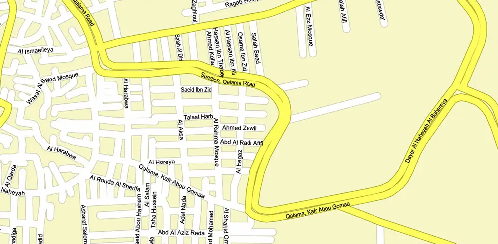 Cairo Metro Area Egypt PDF Vector Map High Detailed Street Map (ENGLISH NAMES) Adobe PDF in layers