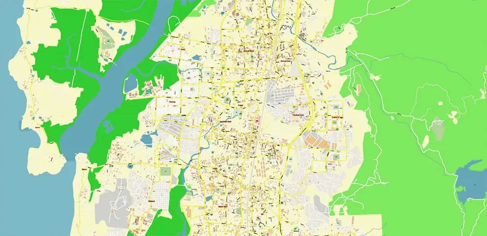 Mumbai India PDF Vector Map Exact Extra High Detailed Street Map Adobe PDF in layers