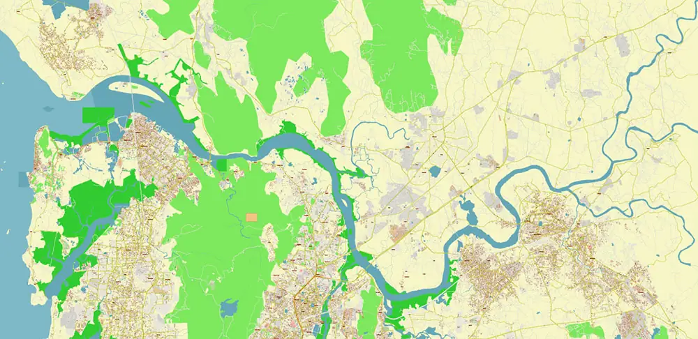Mumbai India PDF Vector Map Exact Extra High Detailed Street Map Adobe PDF in layers