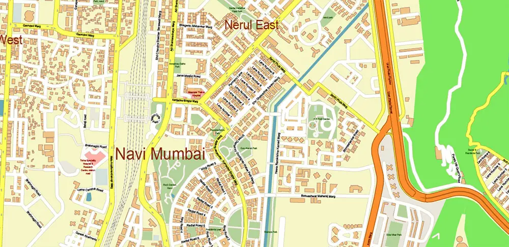 Mumbai India PDF Vector Map Exact Extra High Detailed Street Map Adobe PDF in layers