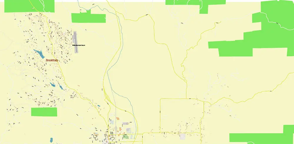 Brooktrails + Willits California USA Vector Map Exact Extra High Detailed Street Map Adobe Illustrator in layers