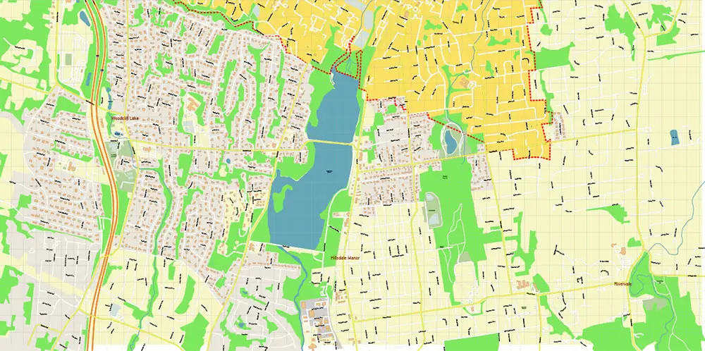 Park Ridge New Jersey USA Map Vector Exact City Plan High Detailed Street Map editable Adobe Illustrator in layers