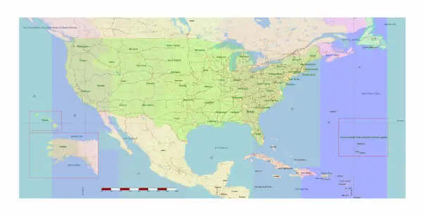 USA Adobe Illustrator vector map in English - HIGH DETAILED, colored, layered