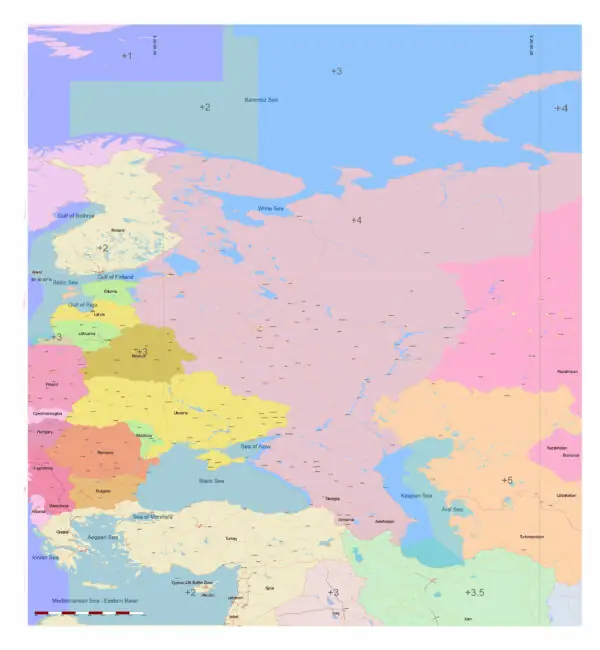 USSR Western Part Russian Federation Vector Strategic Map, with Moscow in the middle 1977, COLORED Adobe Illustrator