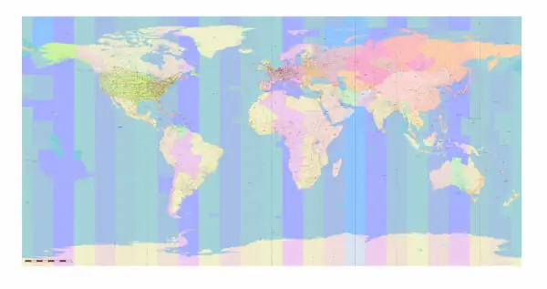 World 1977 Vector Map, High Detailed Road Map in Adobe Illustrator